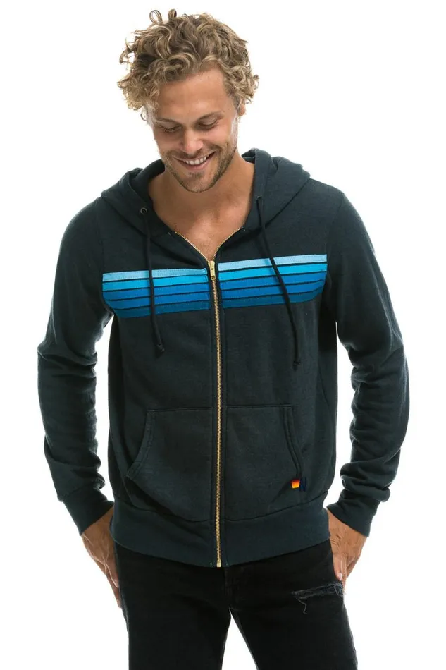 5 Stripe Hoodie 8211 Charcoal Blue WomenMen Aviator Nation Hoodies