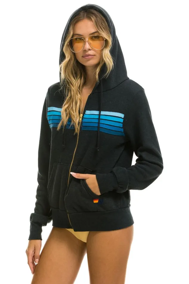 5 Stripe Hoodie 8211 Charcoal Blue WomenMen Aviator Nation Hoodies