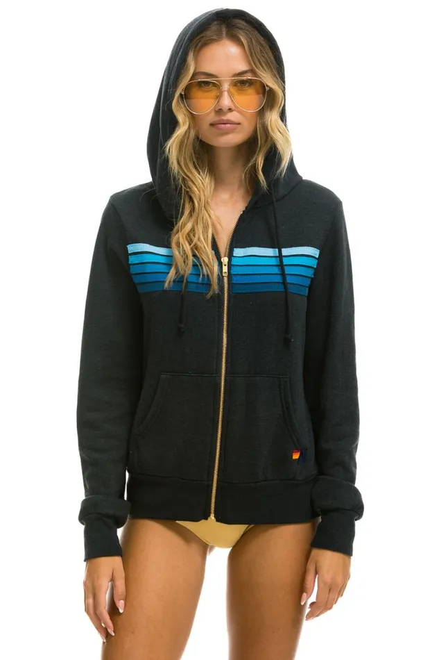 5 Stripe Hoodie 8211 Charcoal Blue WomenMen Aviator Nation Hoodies