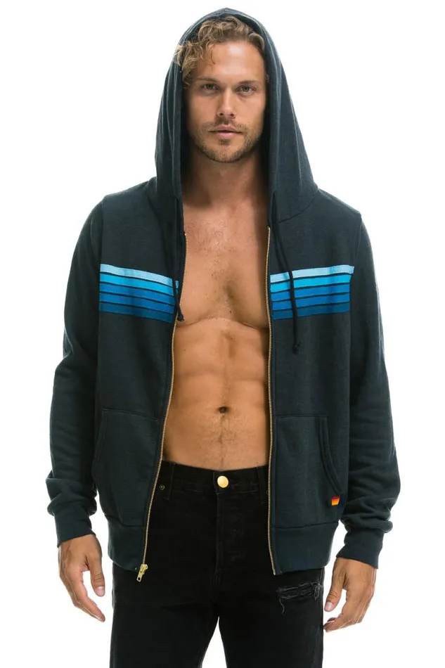 5 Stripe Hoodie 8211 Charcoal Blue WomenMen Aviator Nation Hoodies