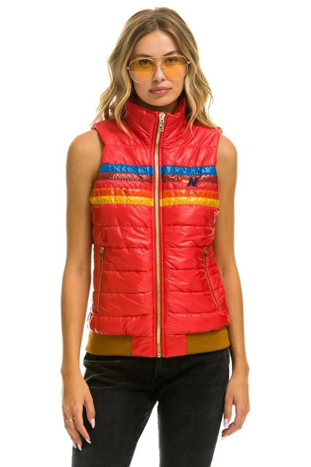 5 Stripe Vest 8211 Glossy Cherry Women Aviator Nation Vests