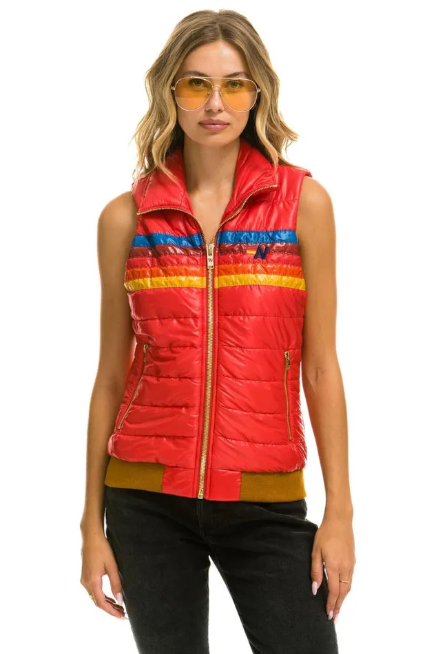 5 Stripe Vest 8211 Glossy Cherry Women Aviator Nation Vests