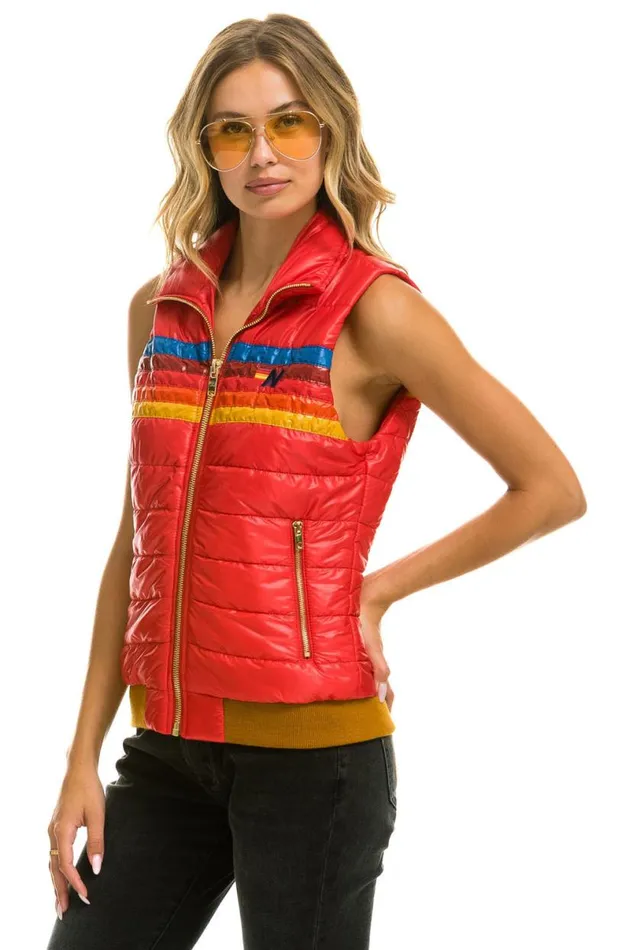 5 Stripe Vest 8211 Glossy Cherry Women Aviator Nation Vests