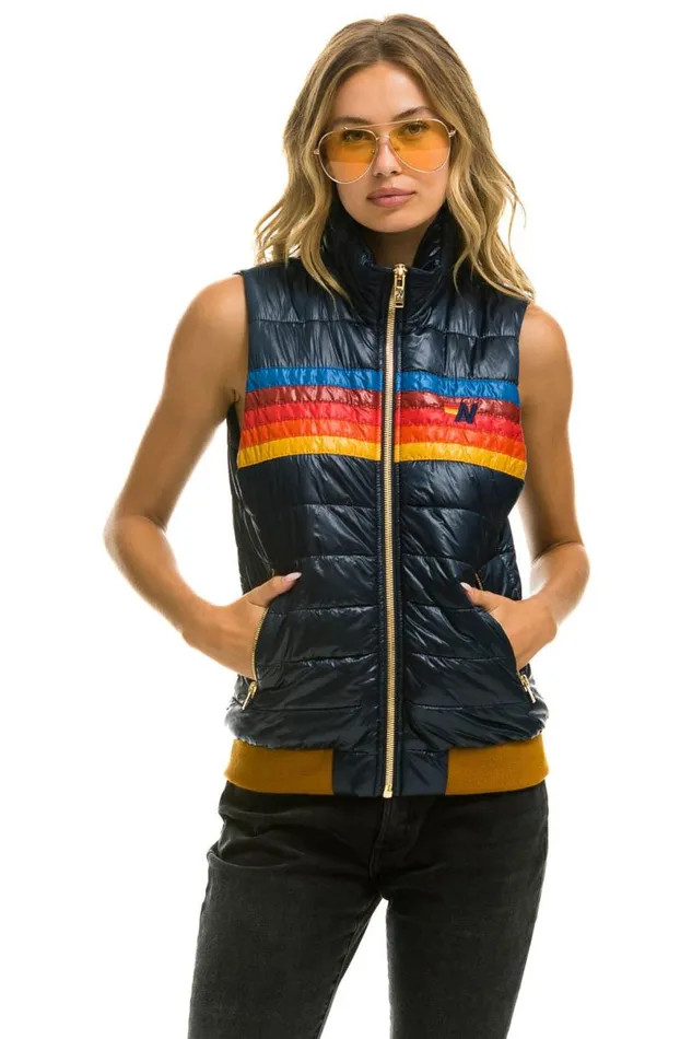 5 Stripe Vest 8211 Glossy Navy Women Aviator Nation Vests