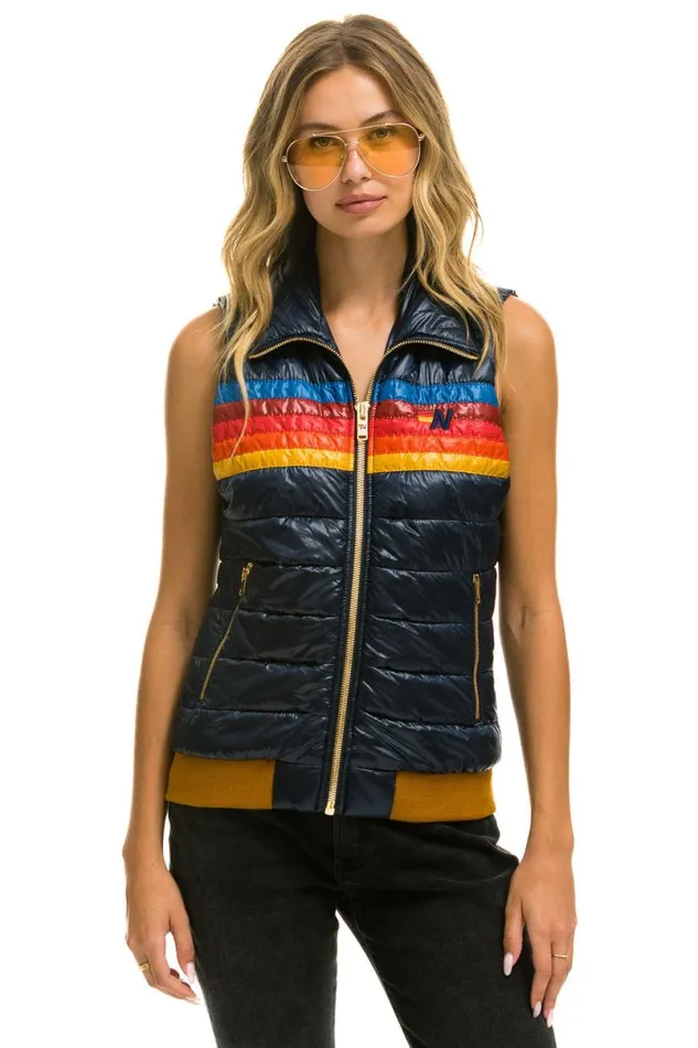 5 Stripe Vest 8211 Glossy Navy Women Aviator Nation Vests