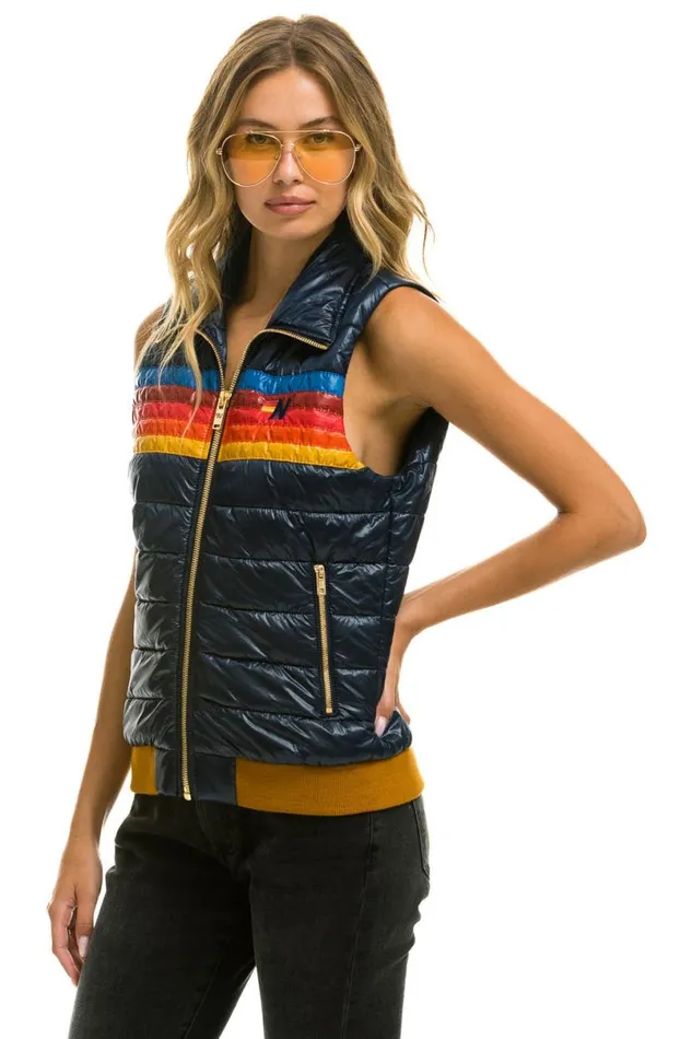5 Stripe Vest 8211 Glossy Navy Women Aviator Nation Vests