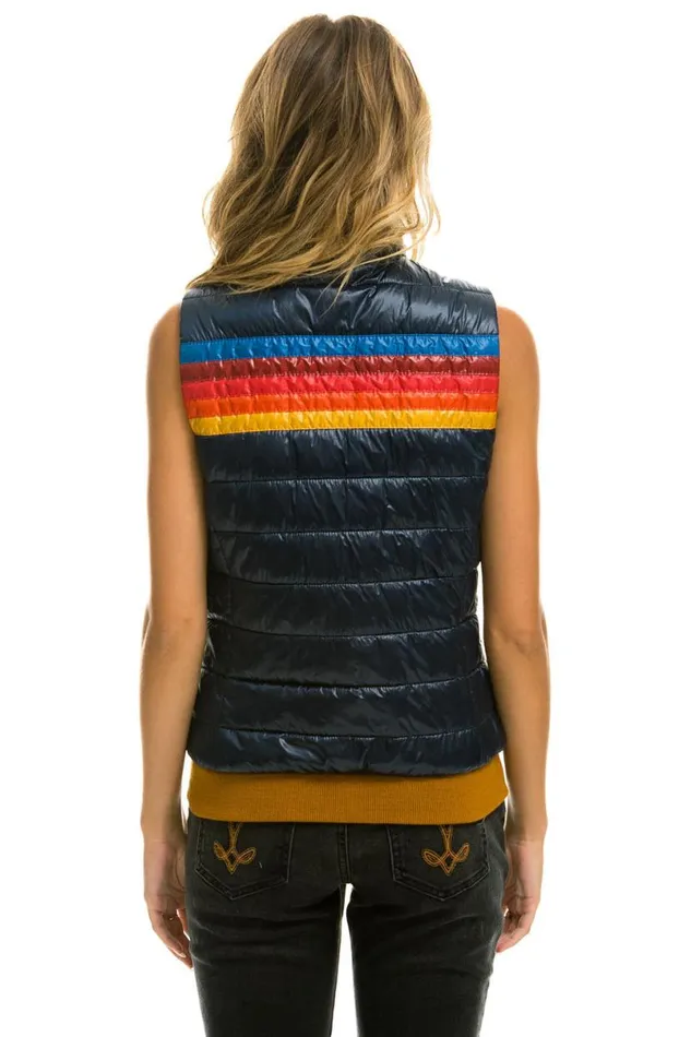 5 Stripe Vest 8211 Glossy Navy Women Aviator Nation Vests