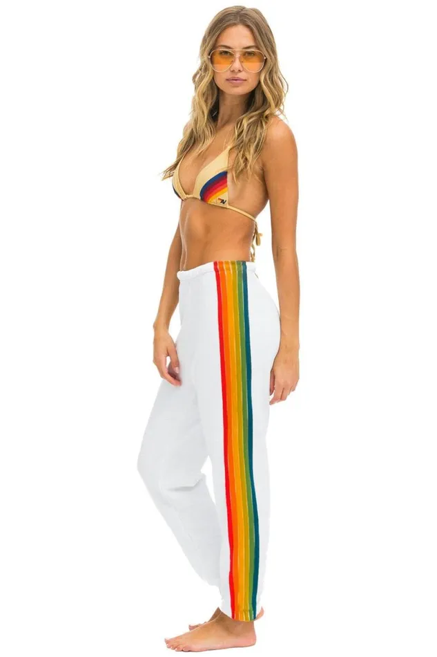6 Stripe Sweatpants 8211 White Serape Women Aviator Nation Sweatpants