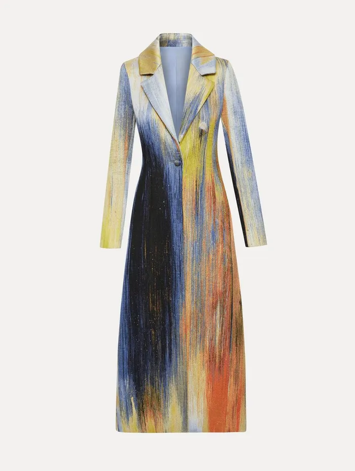 Abstract Brushstroke Jacquard Coat Calendula Multi Women Oscar De La Renta Jackets and Coats Abstract Brushstroke Jacquard Coat Calendula Multi Women Oscar De La Renta Jackets and Coats
