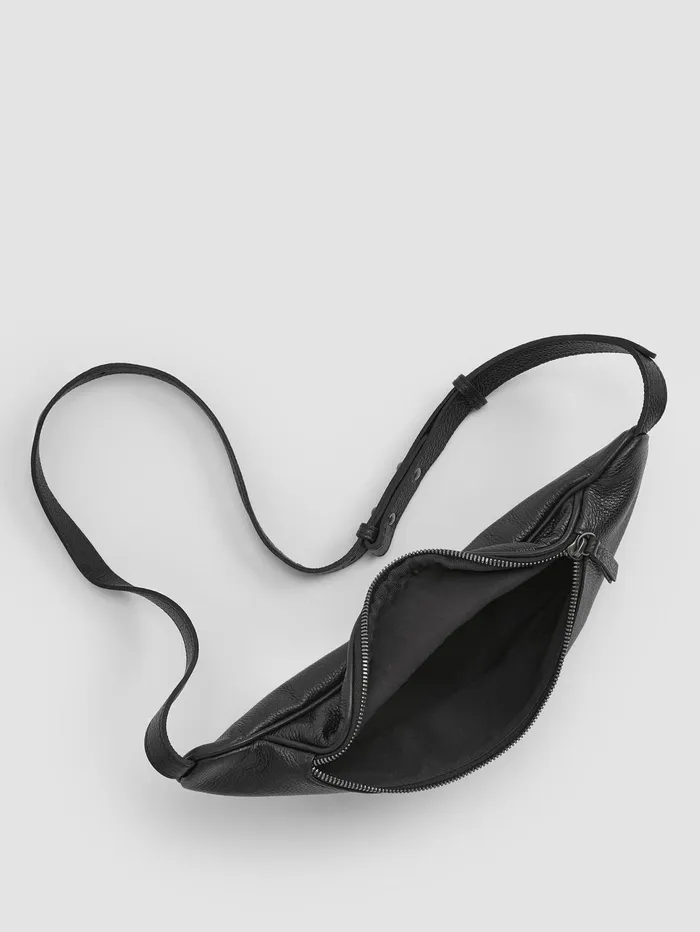 Accessories Women Eileen Fisher Textured Italian Leather Belt Bag Black