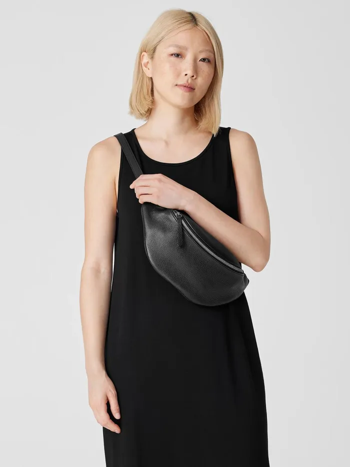 Accessories Women Eileen Fisher Textured Italian Leather Belt Bag Black