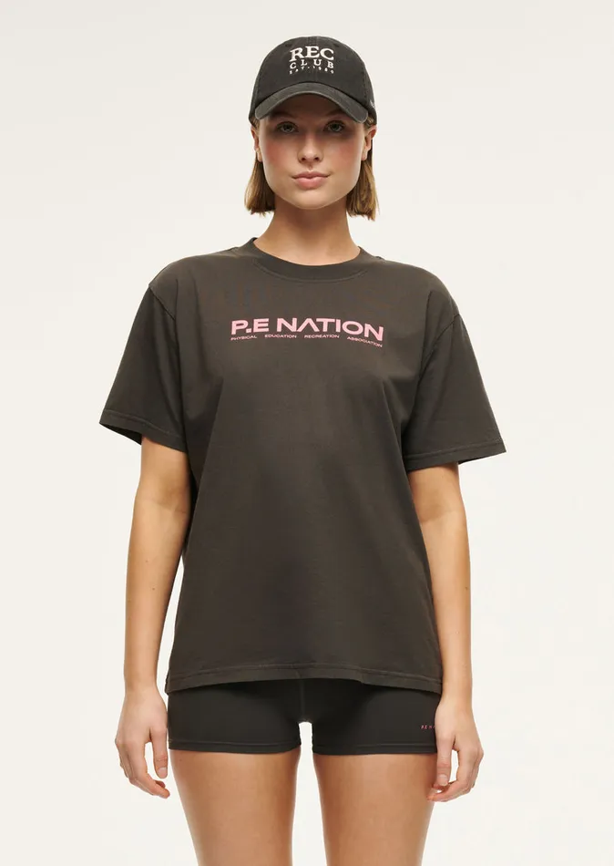 AERO SHORT SLEEVE TEE IN WASHED BLACK Tees PE Nation Women
