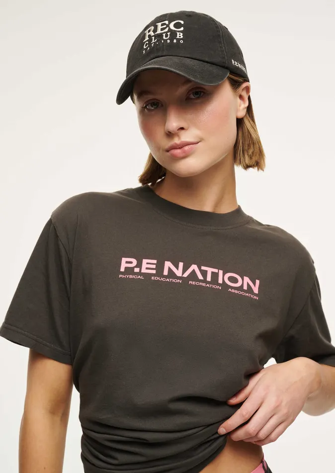 AERO SHORT SLEEVE TEE IN WASHED BLACK Tees PE Nation Women