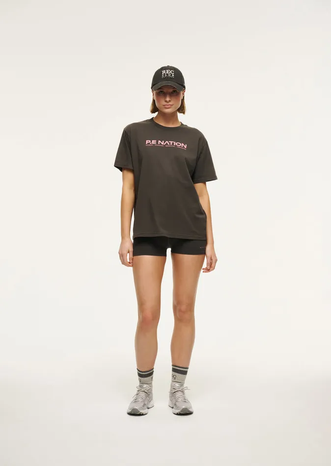 AERO SHORT SLEEVE TEE IN WASHED BLACK Tees PE Nation Women