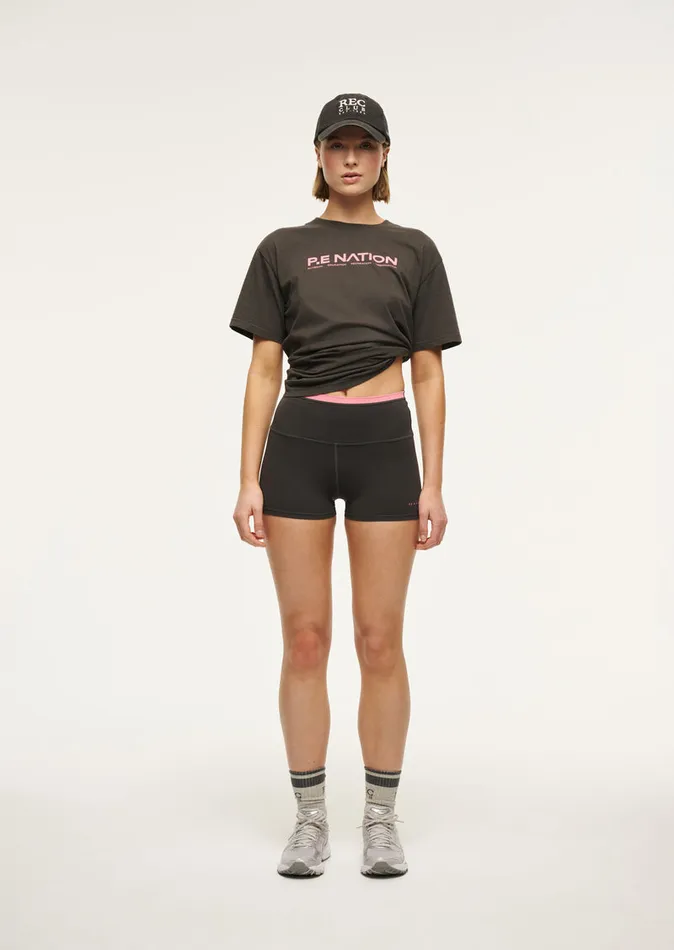 AERO SHORT SLEEVE TEE IN WASHED BLACK Tees PE Nation Women