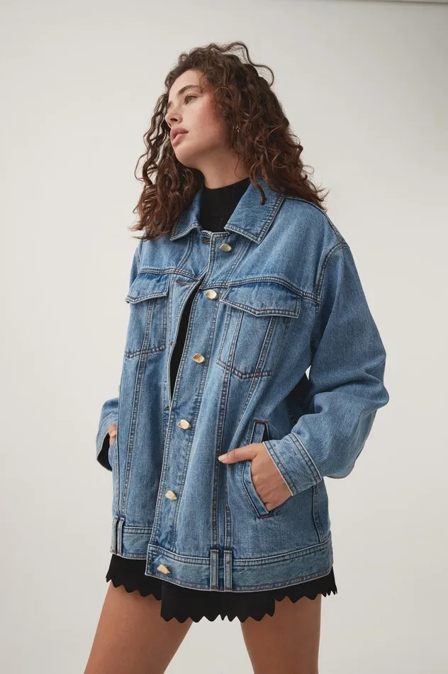Aje Denim Aradia Oversized Denim Jacket Classic Wash 8211 Women Aje Denim Aradia Oversized Denim Jacket Classic Wash 8211 Women