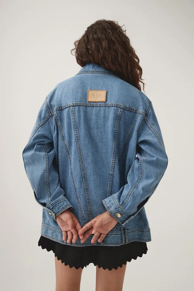 Aje Denim Aradia Oversized Denim Jacket Classic Wash 8211 Women Aje Denim Aradia Oversized Denim Jacket Classic Wash 8211 Women