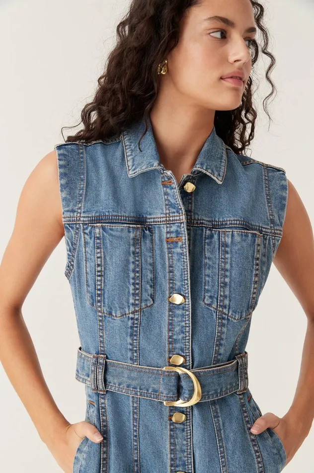 Aje Denim Darcie Denim Midi Dress 90039s Wash 8211 Women Aje Denim Darcie Denim Midi Dress 90039s Wash 8211 Women