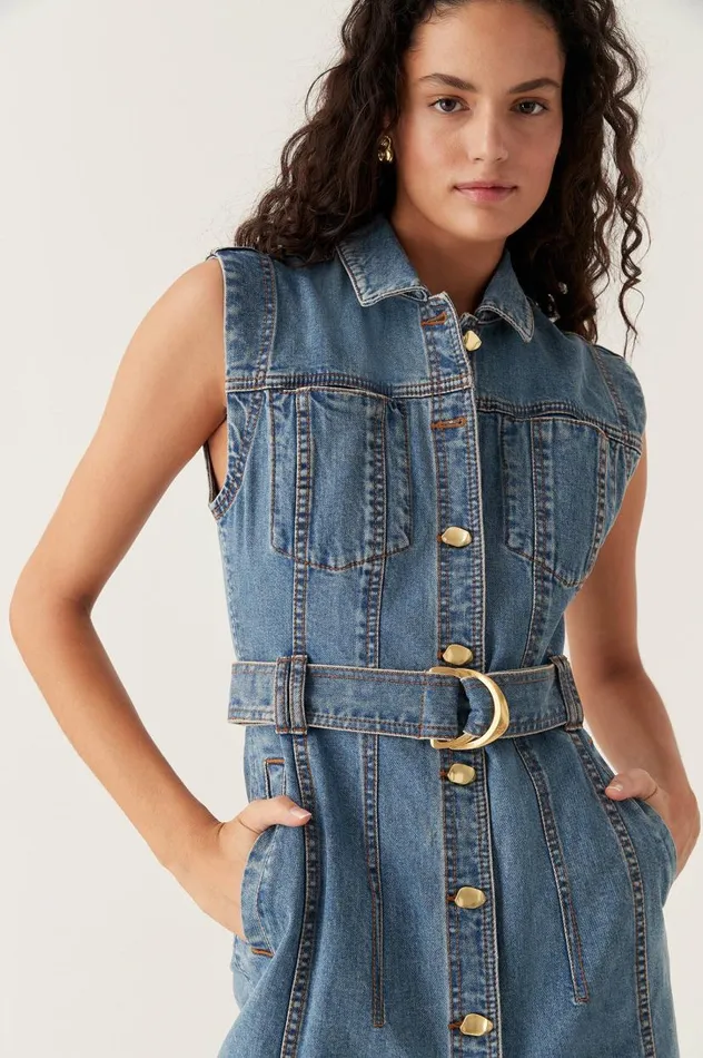 Aje Denim Darcie Denim Midi Dress 90039s Wash 8211 Women Aje Denim Darcie Denim Midi Dress 90039s Wash 8211 Women