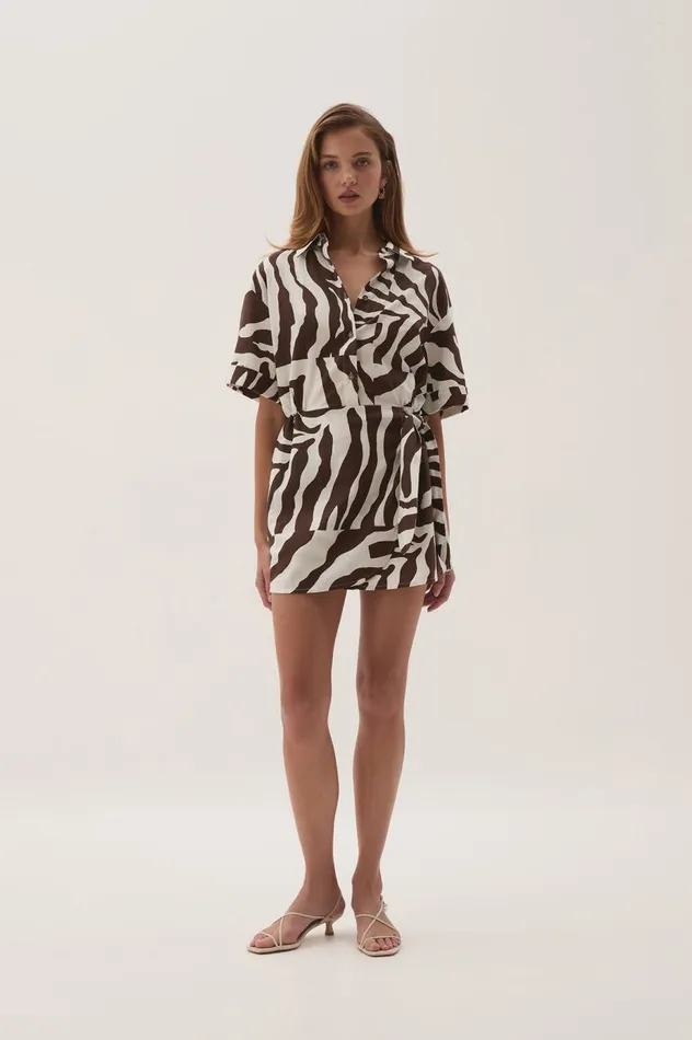 Aje Dresses Airlie Mini Shirt Dress Chocolate Zebra 8211 Women Aje Dresses Airlie Mini Shirt Dress Chocolate Zebra 8211 Women