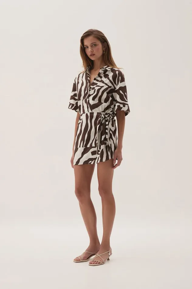 Aje Dresses Airlie Mini Shirt Dress Chocolate Zebra 8211 Women Aje Dresses Airlie Mini Shirt Dress Chocolate Zebra 8211 Women