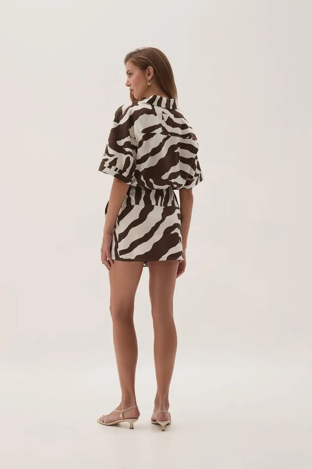 Aje Dresses Airlie Mini Shirt Dress Chocolate Zebra 8211 Women Aje Dresses Airlie Mini Shirt Dress Chocolate Zebra 8211 Women
