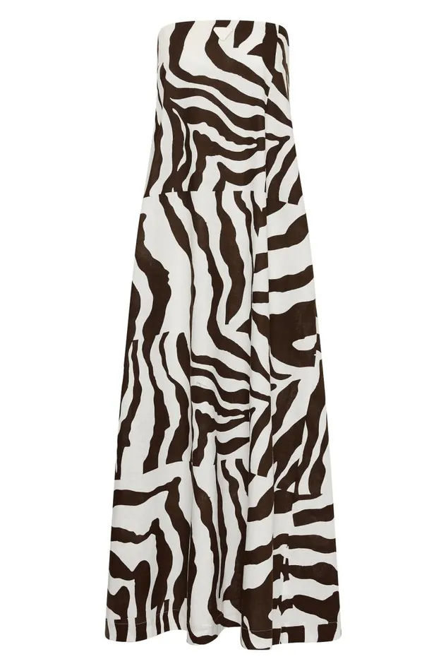 Aje Dresses Airlie Strapless Maxi Dress Chocolate Zebra 8211 Women Aje Dresses Airlie Strapless Maxi Dress Chocolate Zebra 8211 Women