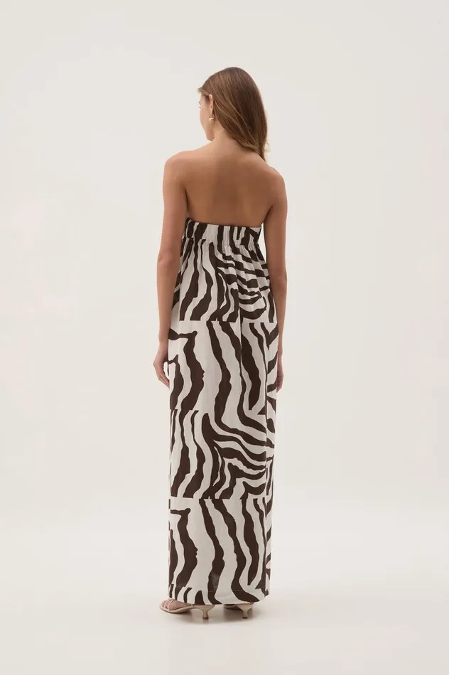 Aje Dresses Airlie Strapless Maxi Dress Chocolate Zebra 8211 Women Aje Dresses Airlie Strapless Maxi Dress Chocolate Zebra 8211 Women