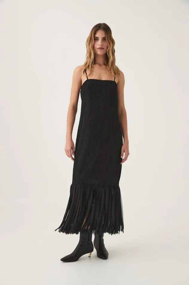 Aje Dresses Arris Fringed Maxi Dress Black 8211 Women Aje Dresses Arris Fringed Maxi Dress Black 8211 Women