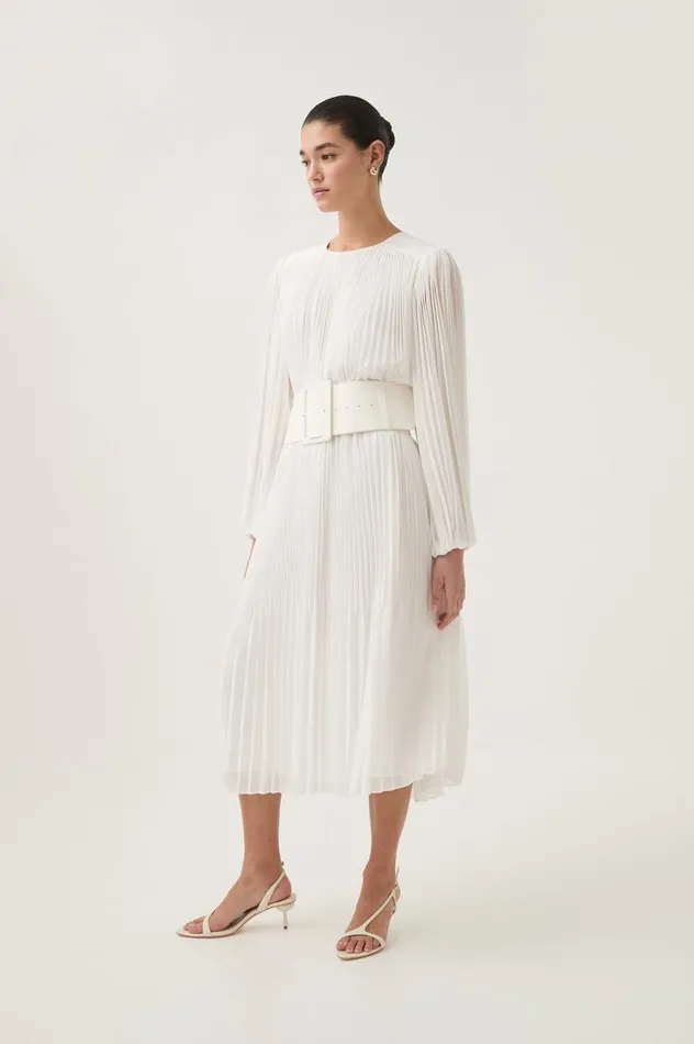 Aje Dresses Cathedra Belted Midi Dress Ivory 8211 Women Aje Dresses Cathedra Belted Midi Dress Ivory 8211 Women