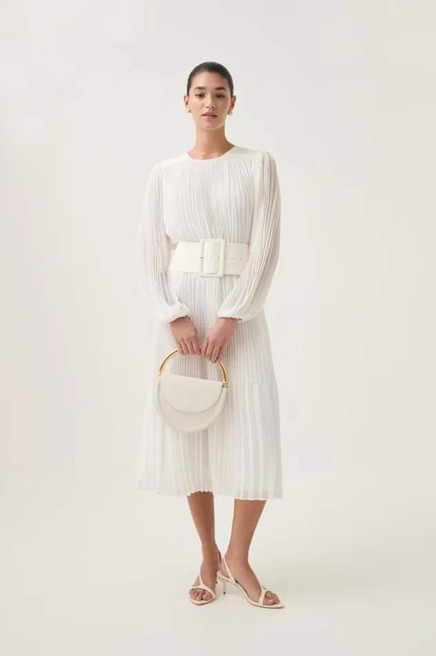 Aje Dresses Cathedra Belted Midi Dress Ivory 8211 Women Aje Dresses Cathedra Belted Midi Dress Ivory 8211 Women