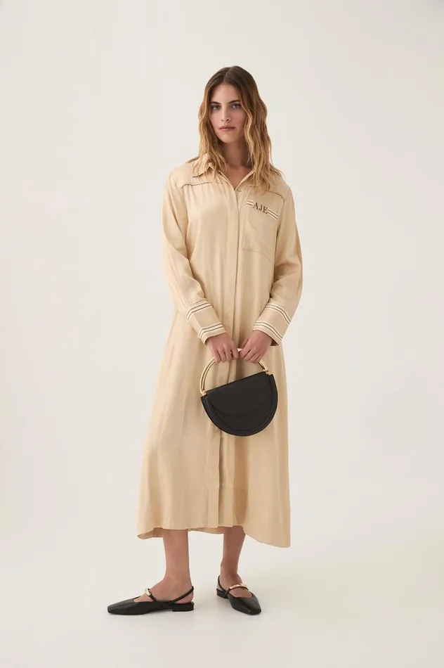 Aje Dresses Enfilade Logo Midi Dress Ecru Beige 8211 Women