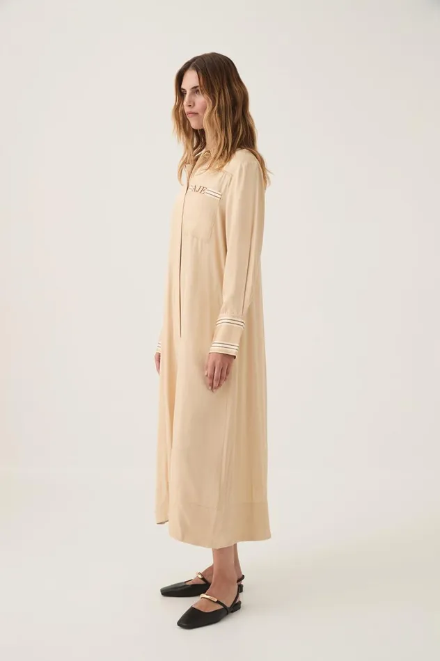 Aje Dresses Enfilade Logo Midi Dress Ecru Beige 8211 Women Aje Dresses Enfilade Logo Midi Dress Ecru Beige 8211 Women