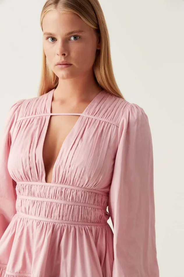 Aje Dresses Fallingwater Ruched Mini Dress Chalk Pink 8211 Women Aje Dresses Fallingwater Ruched Mini Dress Chalk Pink 8211 Women