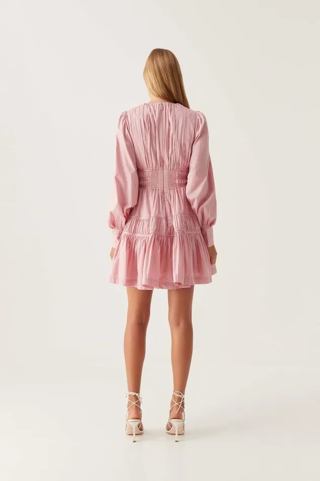 Aje Dresses Fallingwater Ruched Mini Dress Chalk Pink 8211 Women Aje Dresses Fallingwater Ruched Mini Dress Chalk Pink 8211 Women