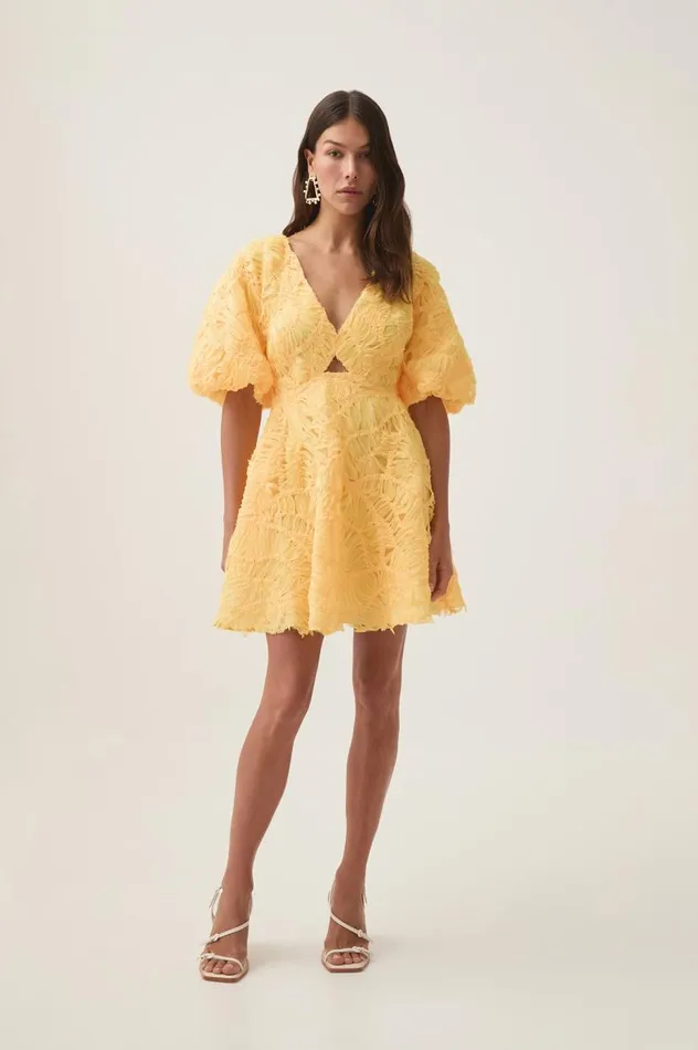 Aje Dresses Florential Mini Swing Dress Soft Yellow 8211 Women