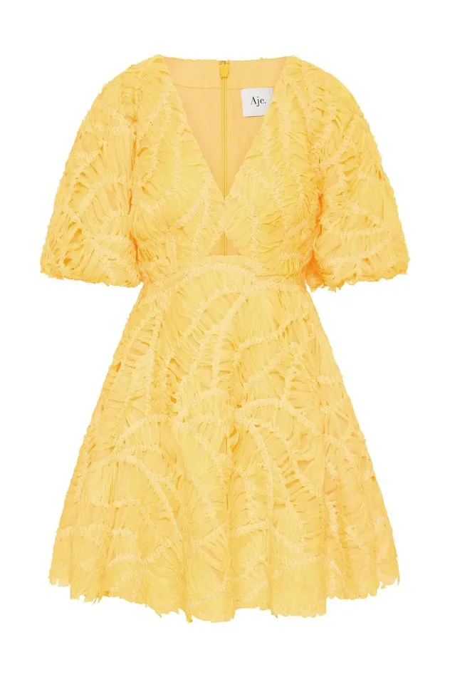 Aje Dresses Florential Mini Swing Dress Soft Yellow 8211 Women Aje Dresses Florential Mini Swing Dress Soft Yellow 8211 Women