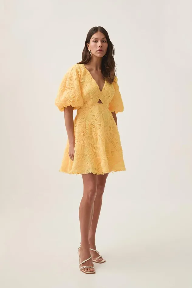 Aje Dresses Florential Mini Swing Dress Soft Yellow 8211 Women Aje Dresses Florential Mini Swing Dress Soft Yellow 8211 Women