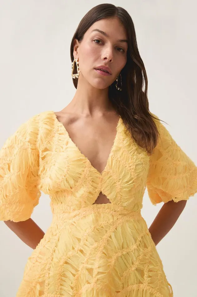 Aje Dresses Florential Mini Swing Dress Soft Yellow 8211 Women Aje Dresses Florential Mini Swing Dress Soft Yellow 8211 Women