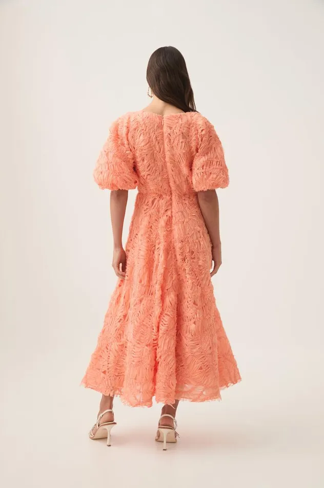 Aje Dresses Florential Textured Midi Dress Apricot 8211 Women Aje Dresses Florential Textured Midi Dress Apricot 8211 Women