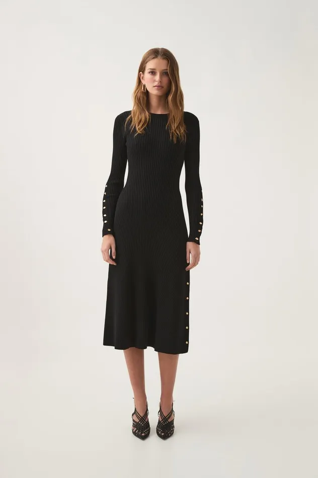 Aje Dresses Lia Knit Midi Dress Black 8211 Women Aje Dresses Lia Knit Midi Dress Black 8211 Women