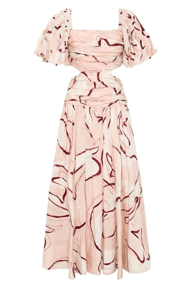 Aje Dresses Marianne Ruched Midi Dress Whimsical Dove 8211 Women Aje Dresses Marianne Ruched Midi Dress Whimsical Dove 8211 Women