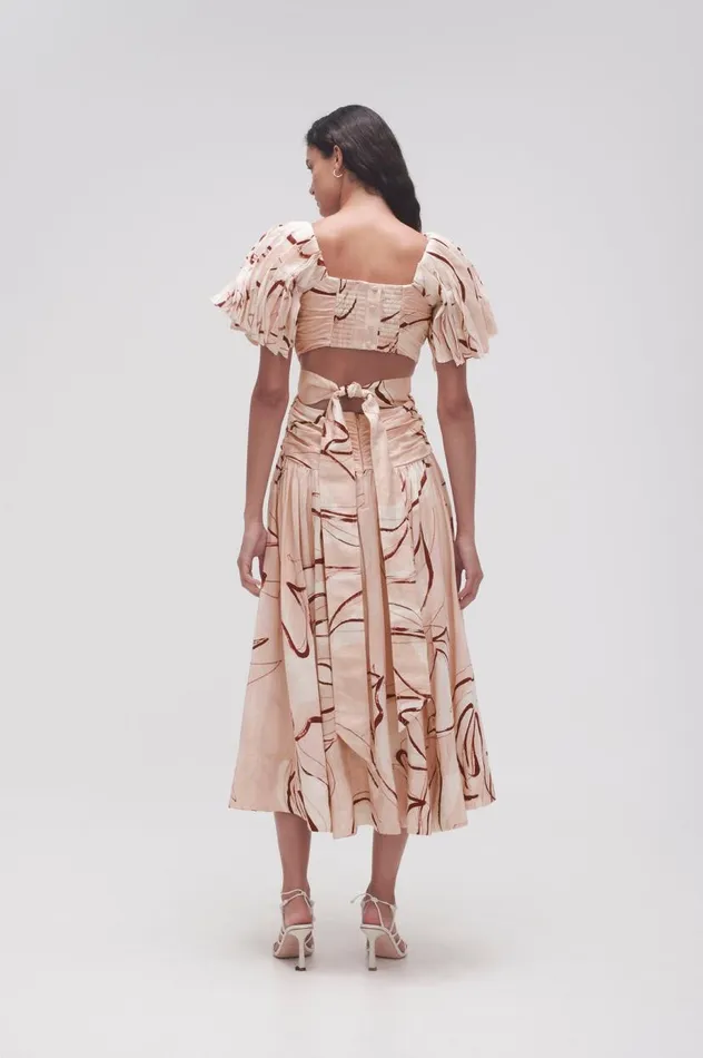 Aje Dresses Marianne Ruched Midi Dress Whimsical Dove 8211 Women Aje Dresses Marianne Ruched Midi Dress Whimsical Dove 8211 Women