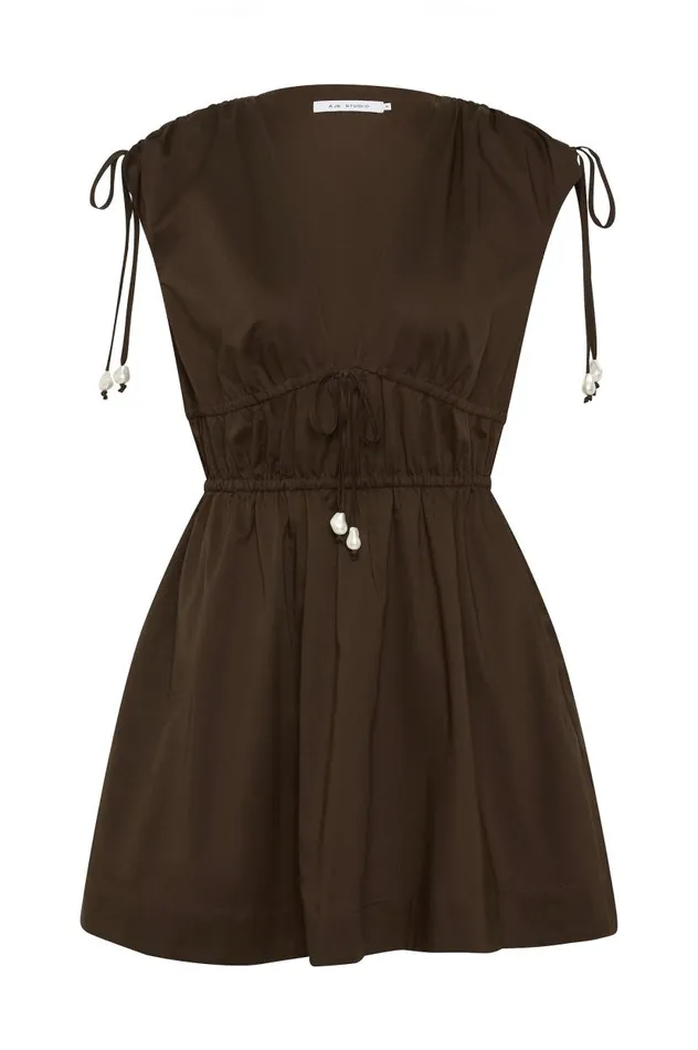 Aje Dresses Marley Mini Dress Chocolate 8211 Women Aje Dresses Marley Mini Dress Chocolate 8211 Women