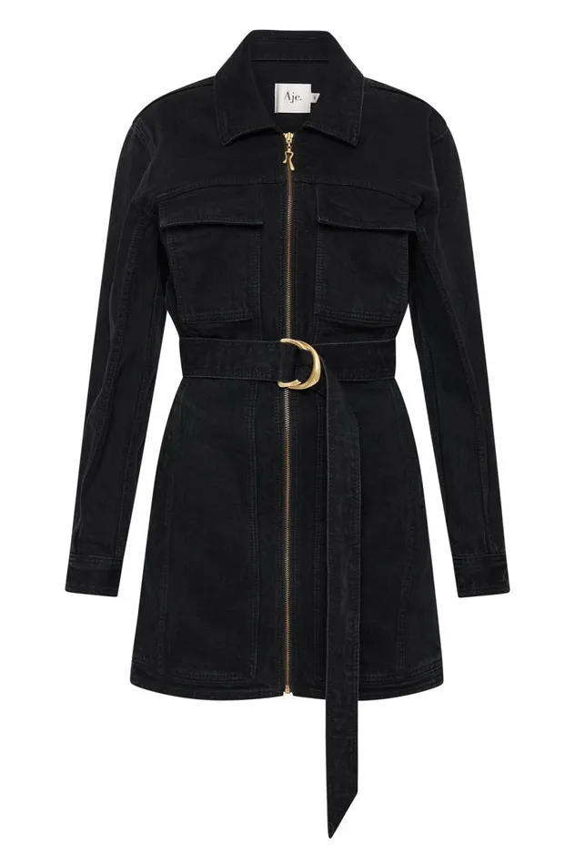 Aje Dresses Maya Denim Mini Dress Black 8211 Women Aje Dresses Maya Denim Mini Dress Black 8211 Women