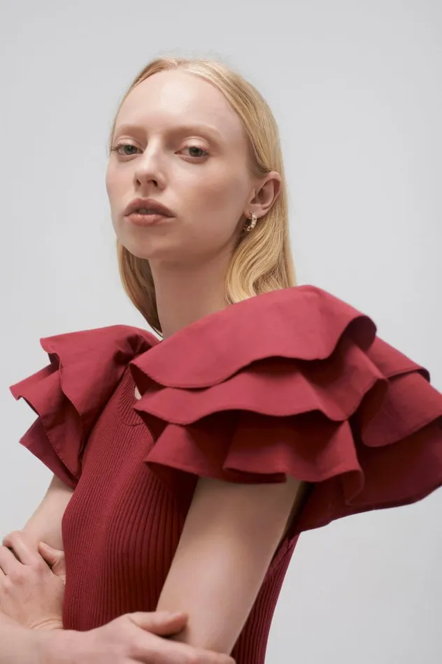 Aje Dresses Questa Puff Midi Dress Mahogany Red 8211 Women Aje Dresses Questa Puff Midi Dress Mahogany Red 8211 Women