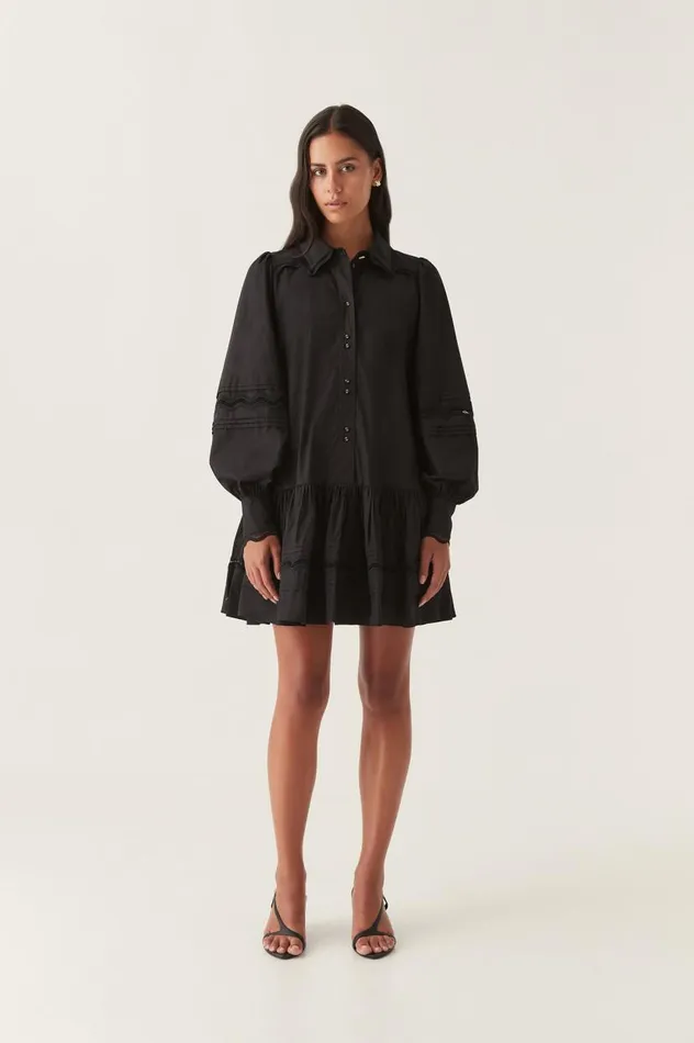 Aje Dresses Reva Wave Trim Mini Dress Black 8211 Women