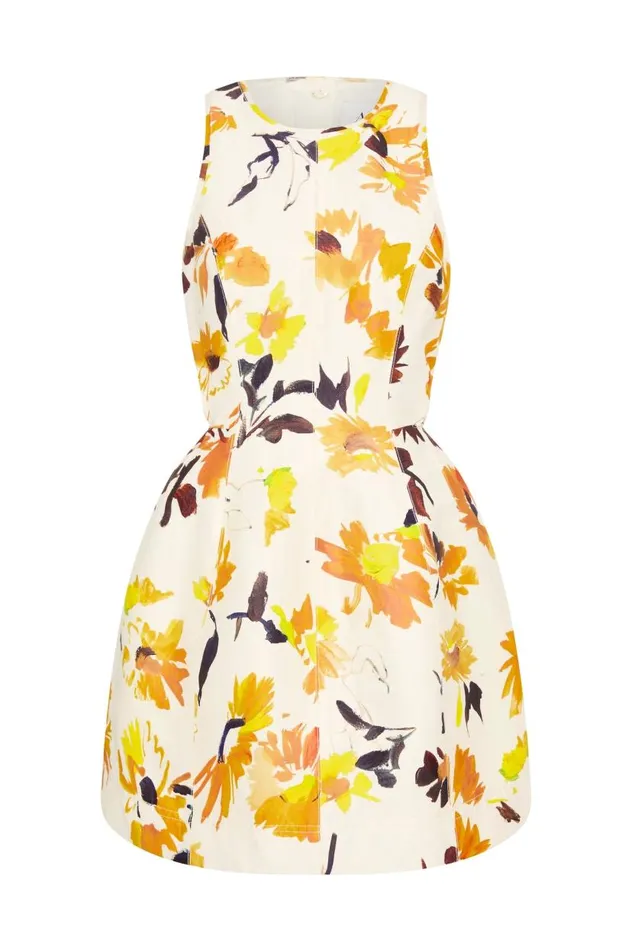 Aje Dresses Tulip Cut Out Mini Dress Pressed Sunflowers 8211 Women Aje Dresses Tulip Cut Out Mini Dress Pressed Sunflowers 8211 Women