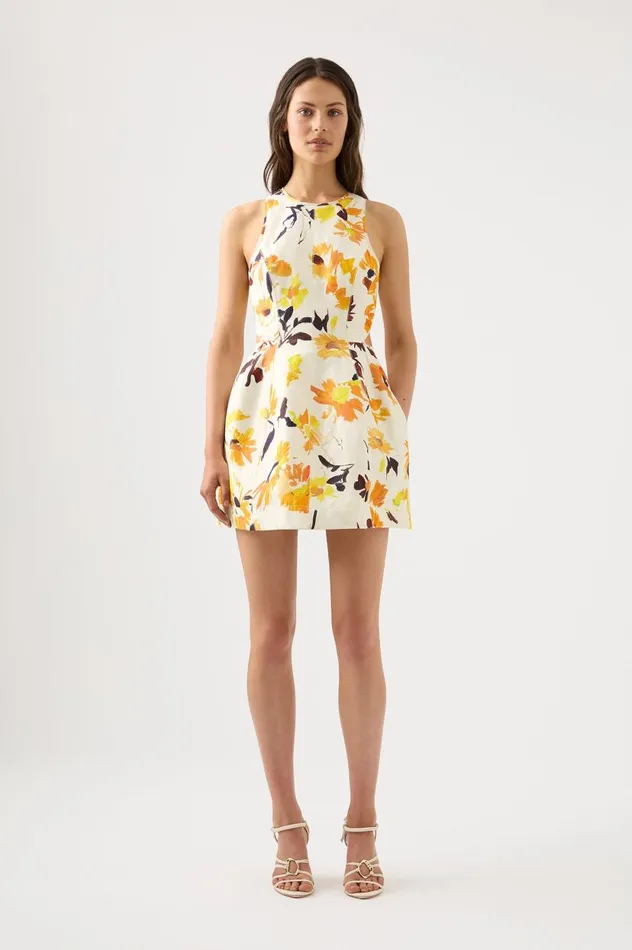 Aje Dresses Tulip Cut Out Mini Dress Pressed Sunflowers 8211 Women Aje Dresses Tulip Cut Out Mini Dress Pressed Sunflowers 8211 Women