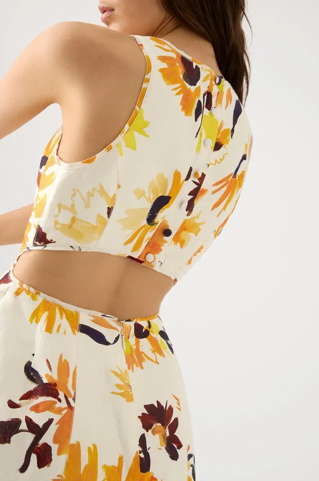 Aje Dresses Tulip Cut Out Mini Dress Pressed Sunflowers 8211 Women Aje Dresses Tulip Cut Out Mini Dress Pressed Sunflowers 8211 Women